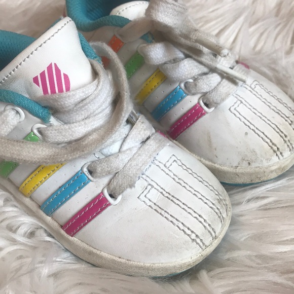 K Swiss rainbow striped tennies 7 - Picture 3 of 6